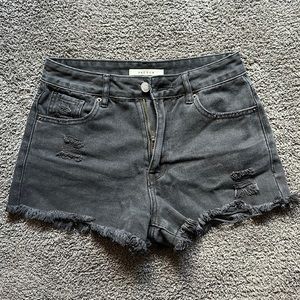 PacSun Black Distressed High Waisted Denim Festival Shorts